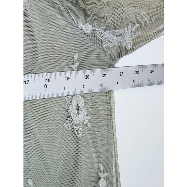 Cal Style Sage Green Embroidered Mesh Tunic Size Large