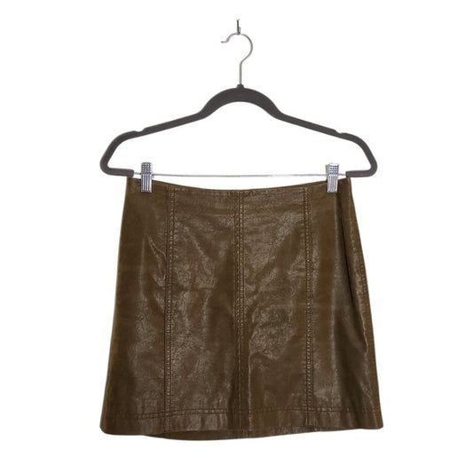 Free People Distressed Brown Faux Leather Mini Skirt Size 4