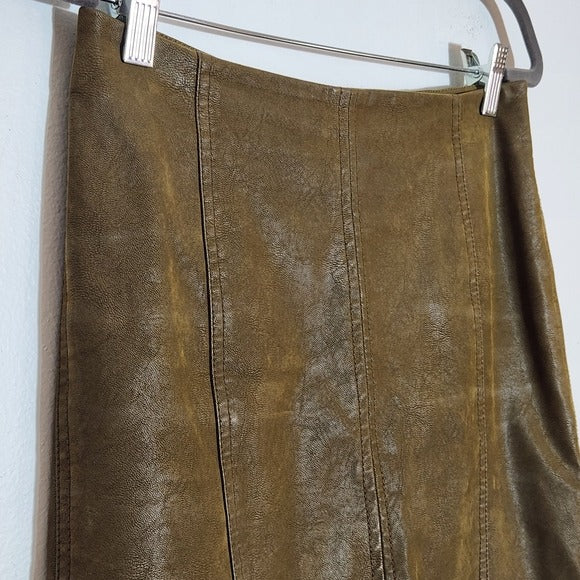 Free People Distressed Brown Faux Leather Mini Skirt Size 4