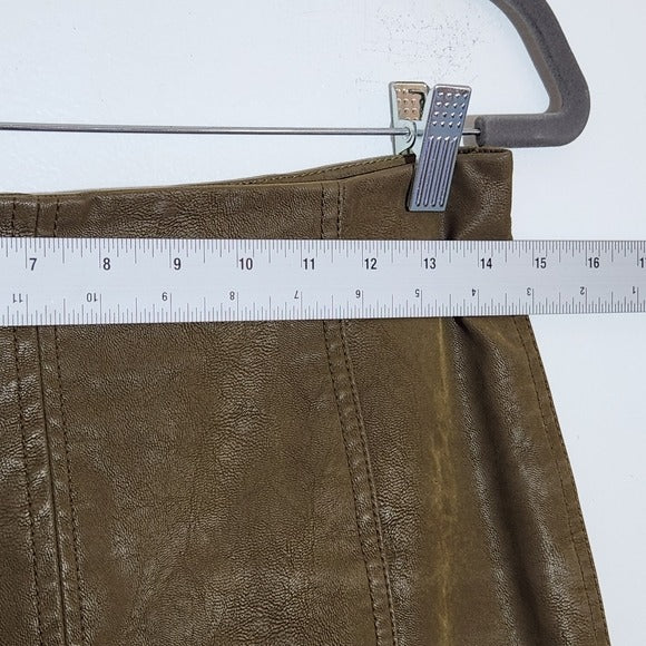 Free People Distressed Brown Faux Leather Mini Skirt Size 4