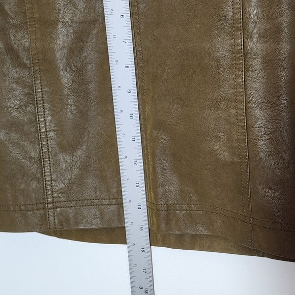 Free People Distressed Brown Faux Leather Mini Skirt Size 4