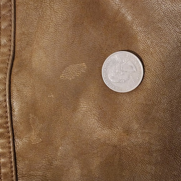 Free People Distressed Brown Faux Leather Mini Skirt Size 4