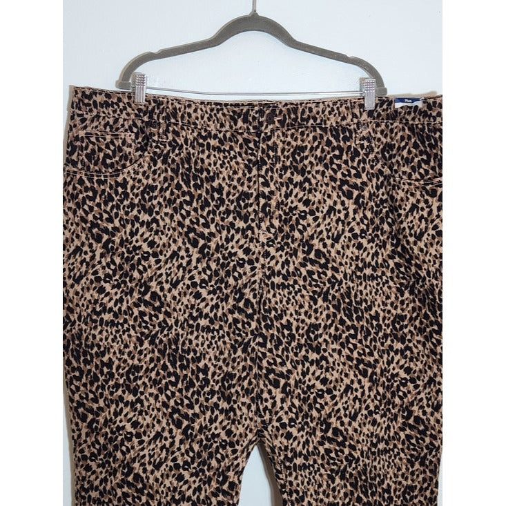 Terra & Sky Brown Black Leopard Print Straight Leg Pants Size 26W Petite NWT