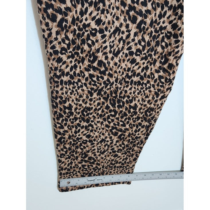 Terra & Sky Brown Black Leopard Print Straight Leg Pants Size 26W Petite NWT