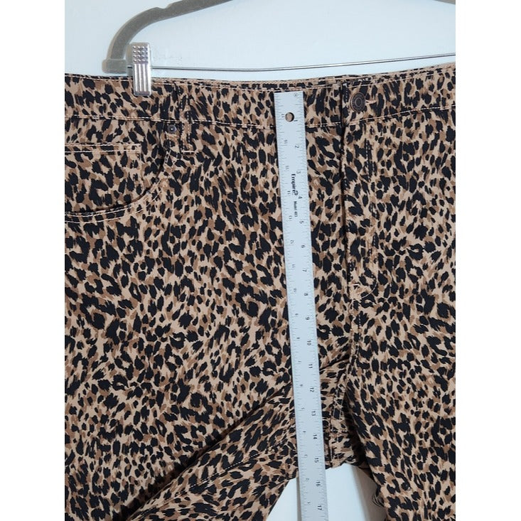 Terra & Sky Brown Black Leopard Print Straight Leg Pants Size 26W Petite NWT