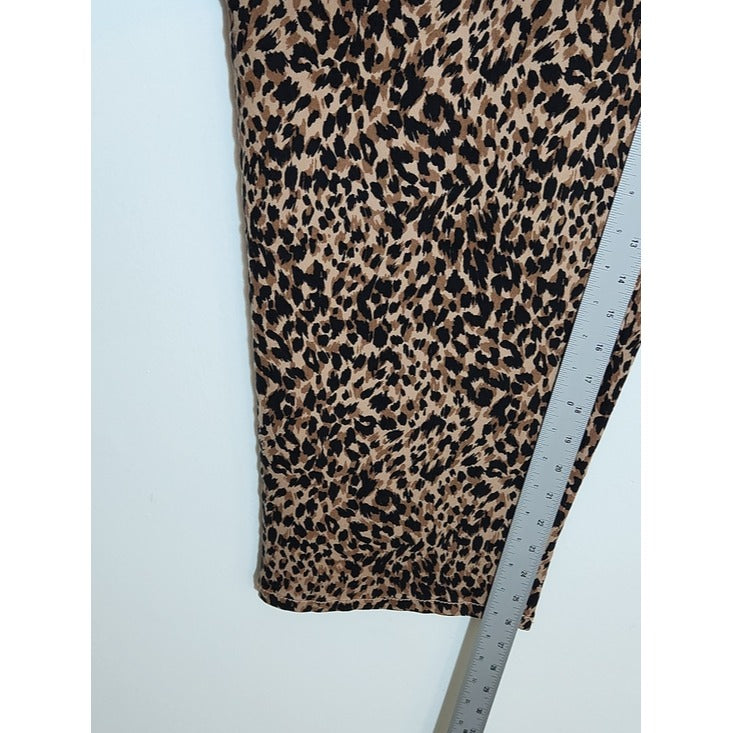 Terra & Sky Brown Black Leopard Print Straight Leg Pants Size 26W Petite NWT