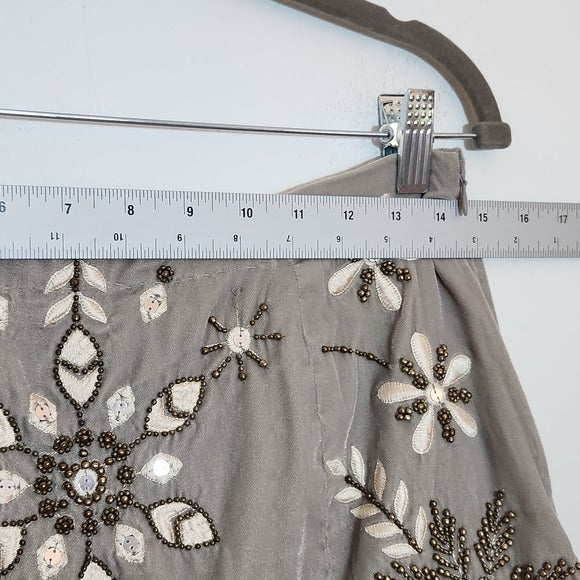 Free People Gray Velvet Embellished Snowflake Mini Skirt Size 8