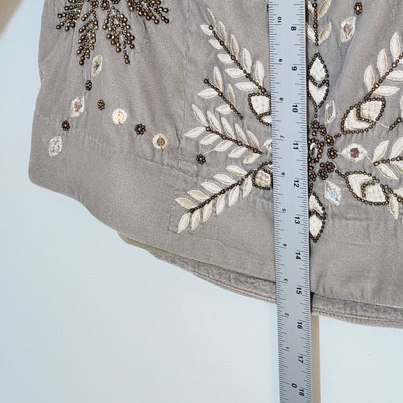 Free People Gray Velvet Embellished Snowflake Mini Skirt Size 8