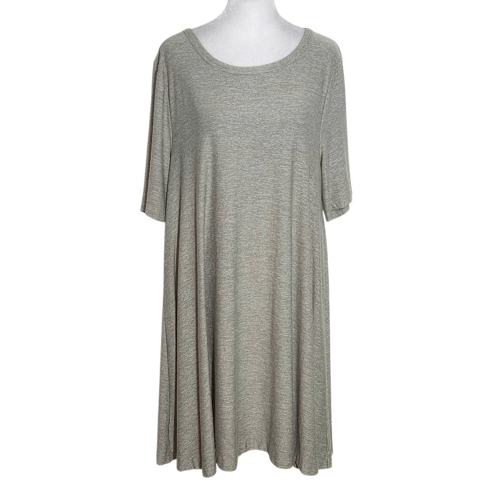 Lou & Grey Green T-Shirt Dress Size Large Heather Green Swing Dress