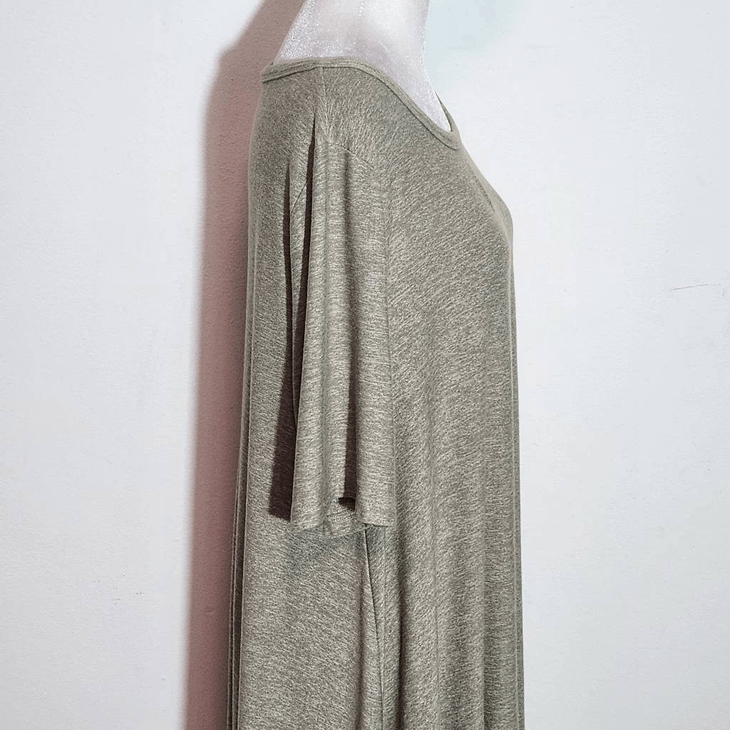 Lou & Grey Green T-Shirt Dress Size Large Heather Green Swing Dress