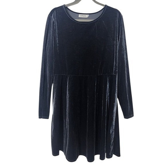 LeadingStar Silver Velour Long Sleeve Dress Size 2XL Pewter Velour Dress