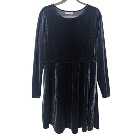 LeadingStar Silver Velour Long Sleeve Dress Size 2XL Pewter Velour Dress