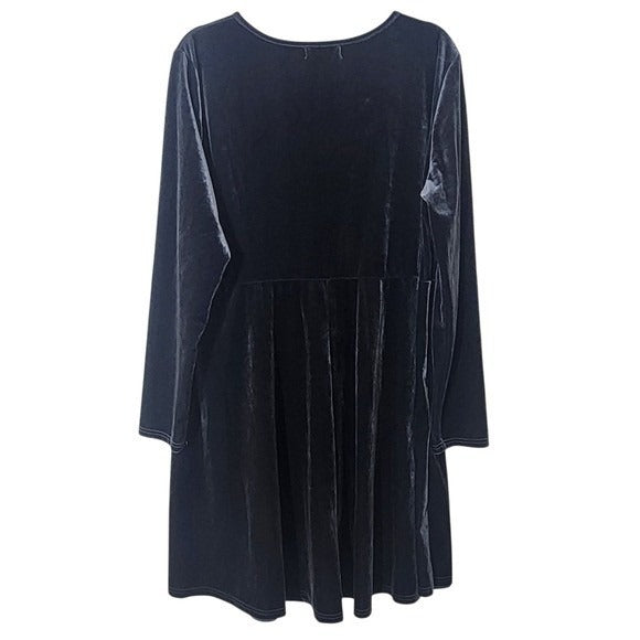 LeadingStar Silver Velour Long Sleeve Dress Size 2XL Pewter Velour Dress