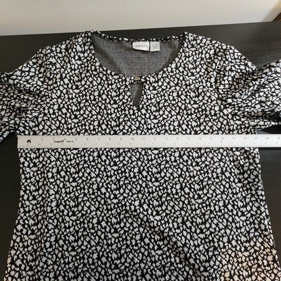 Chico's Black and Gray Knit Top with Cutout Size XL