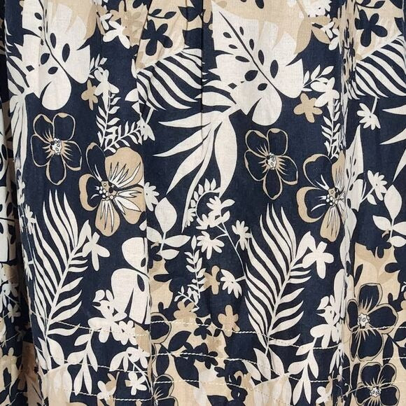 Lily Stanhope Floral Linen Sleeveless Blouse Size 3X Plus Size Floral Top New