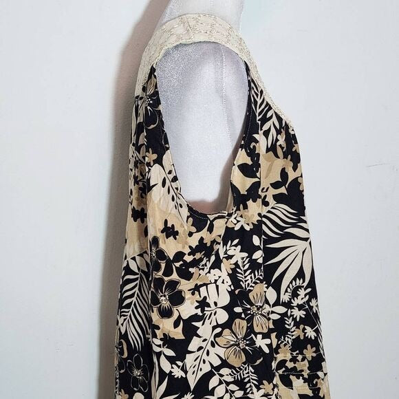 Lily Stanhope Floral Linen Sleeveless Blouse Size 3X Plus Size Floral Top New