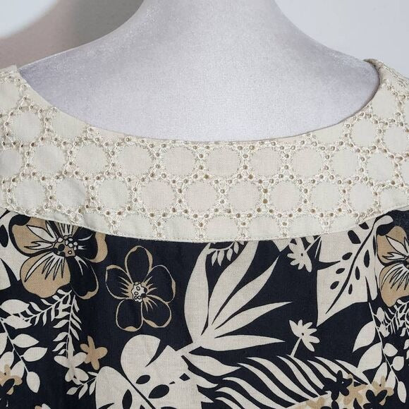 Lily Stanhope Floral Linen Sleeveless Blouse Size 3X Plus Size Floral Top New