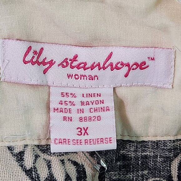 Lily Stanhope Floral Linen Sleeveless Blouse Size 3X Plus Size Floral Top New