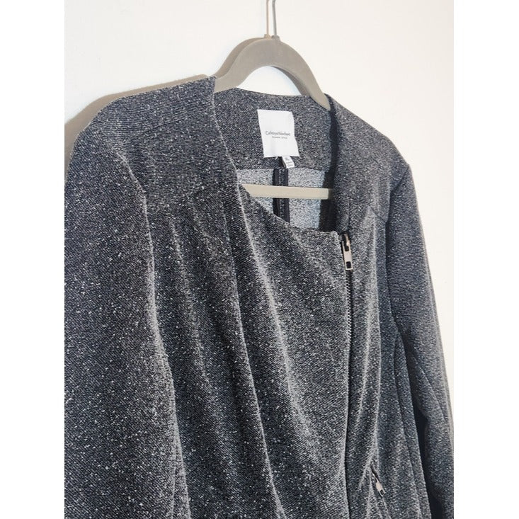 Catherine Malandrino Textured Gray Moto Jacket Blazer Zip-Up Size XL