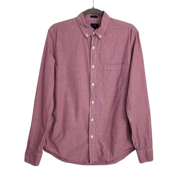 J.Crew Red Check Slim Fit Button Down Shirt Size Medium