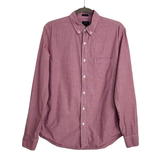 J.Crew Red Check Slim Fit Button Down Shirt Size Medium