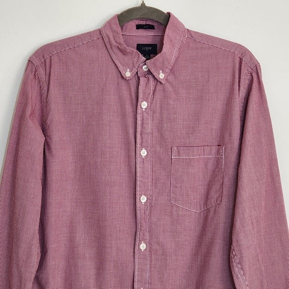 J.Crew Red Check Slim Fit Button Down Shirt Size Medium