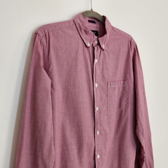 J.Crew Red Check Slim Fit Button Down Shirt Size Medium