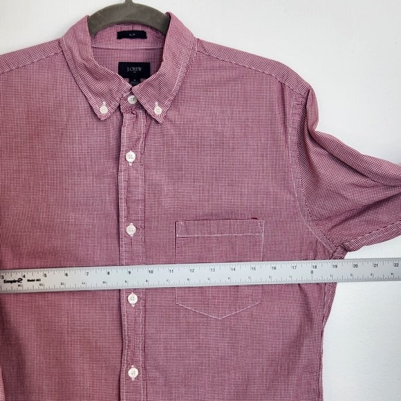 J.Crew Red Check Slim Fit Button Down Shirt Size Medium