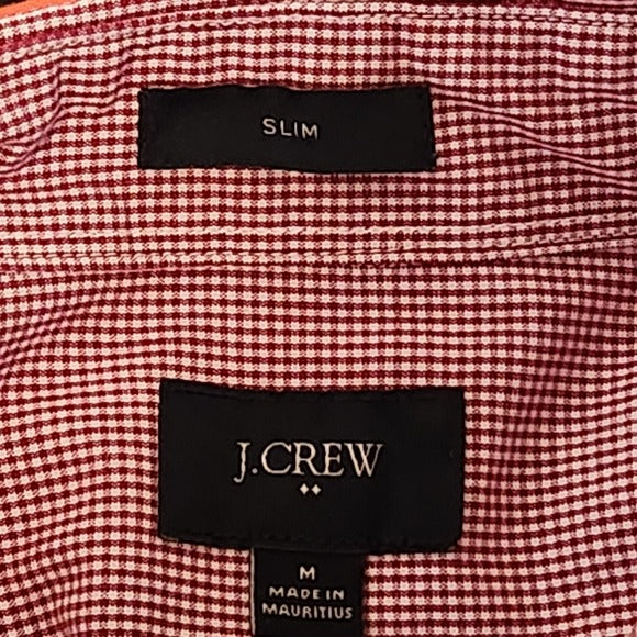 J.Crew Red Check Slim Fit Button Down Shirt Size Medium