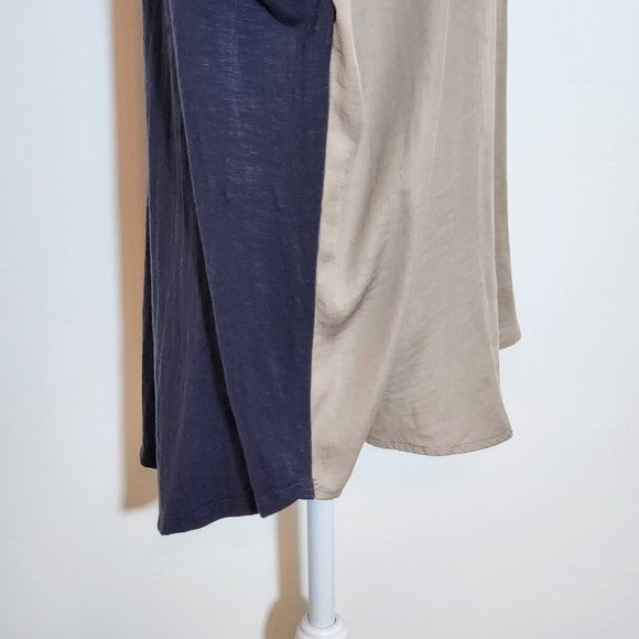 Dolan Colorblock Long Sleeve Top Size Large Tan and Navy Blouse