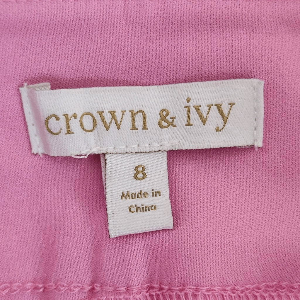 Crown & Ivy Pink Pull-on Ankle Pants NWT Size 8 Preppy Pink Pants