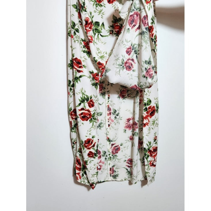 Topshop White and Red Floral Print Dress Size 10 Wedding Guest Dress