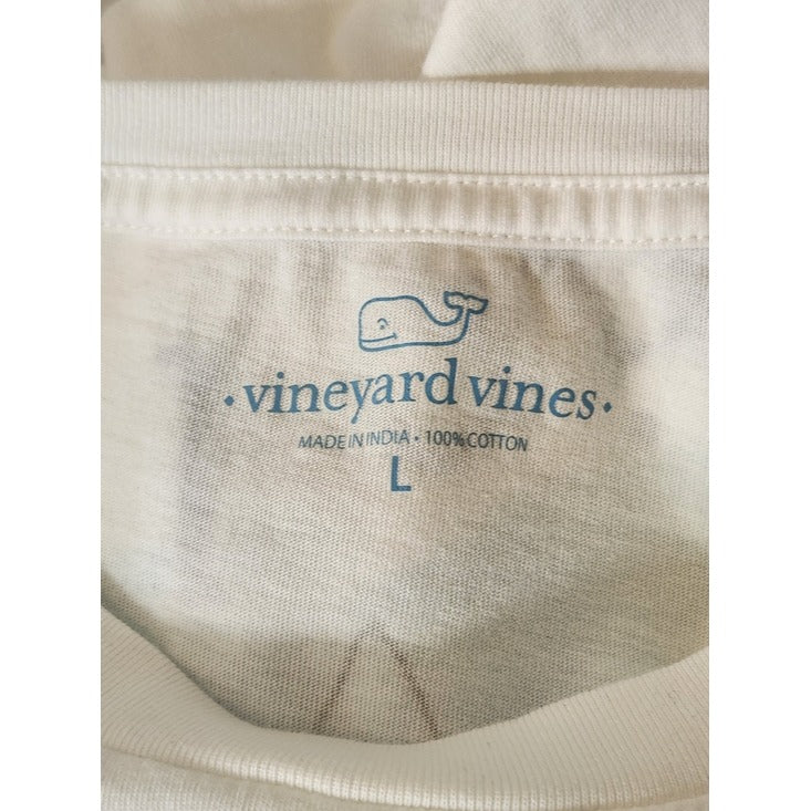 Vineyard Vines White and Blue Yeti Whale Long Sleeve Tee Size Large
