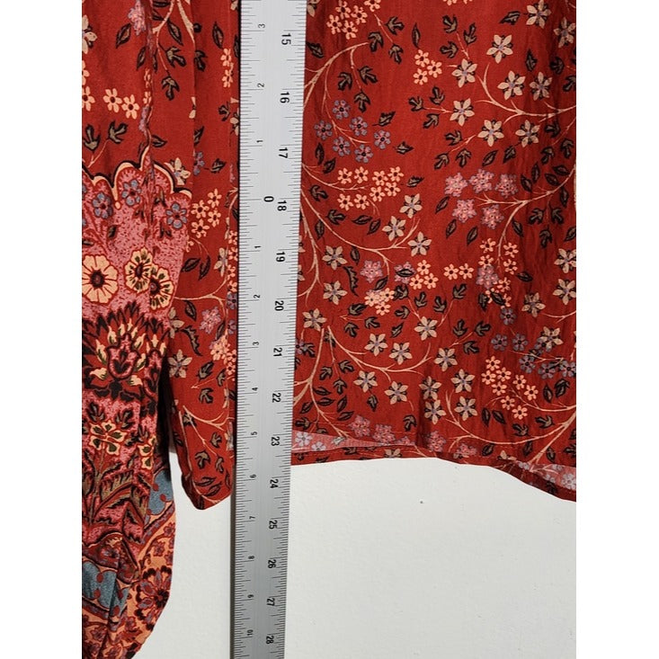 Fate Red Multi-Color Boho Peasant Blouse Size Small