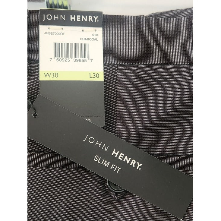 John Henry Charcoal Gray Slim Fit Dress Pants Size 30 x 30 NWT