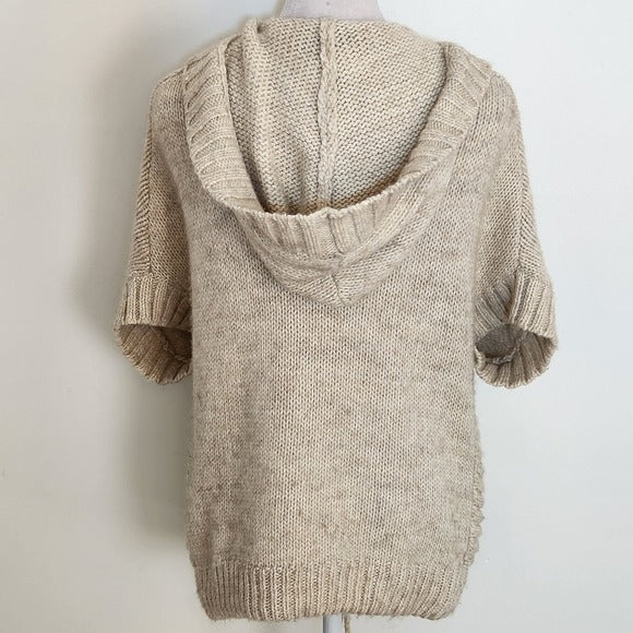 American Eagle Cream Chunky Knit Hoodie Sweater Size Medium