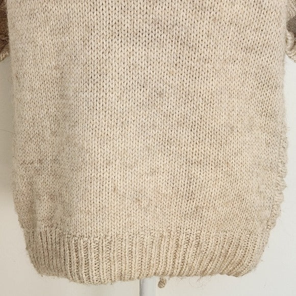 American Eagle Cream Chunky Knit Hoodie Sweater Size Medium