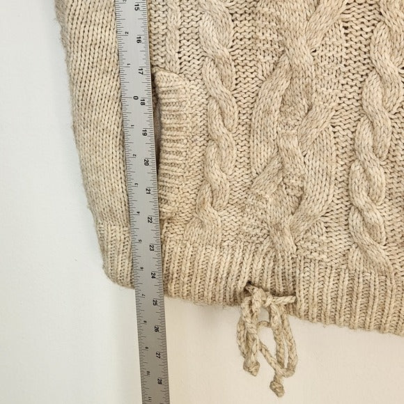 American Eagle Cream Chunky Knit Hoodie Sweater Size Medium