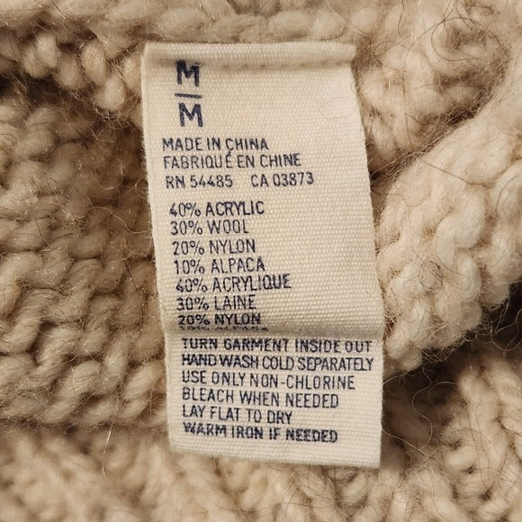 American Eagle Cream Chunky Knit Hoodie Sweater Size Medium