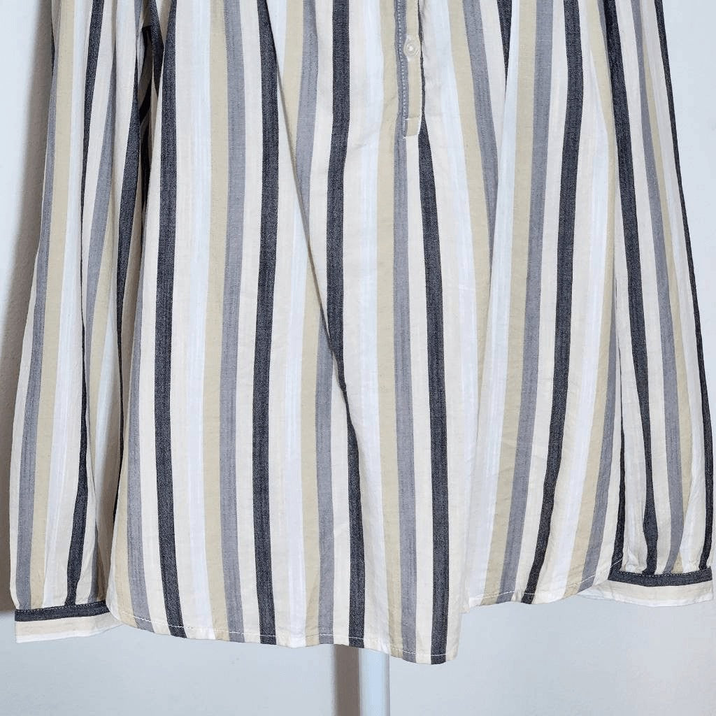 St. John's Bay Cotton Stripe Blouse NWT Size Medium Cream and Black Stripe Top