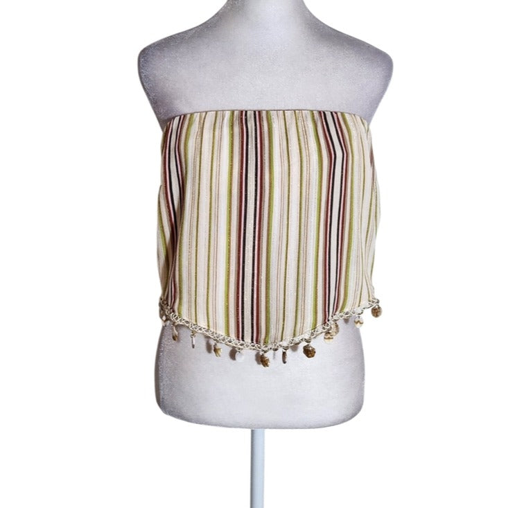 No Boundaries Multi Color Stripe Strapless Handkerchief Crop Top Size XXL NWT