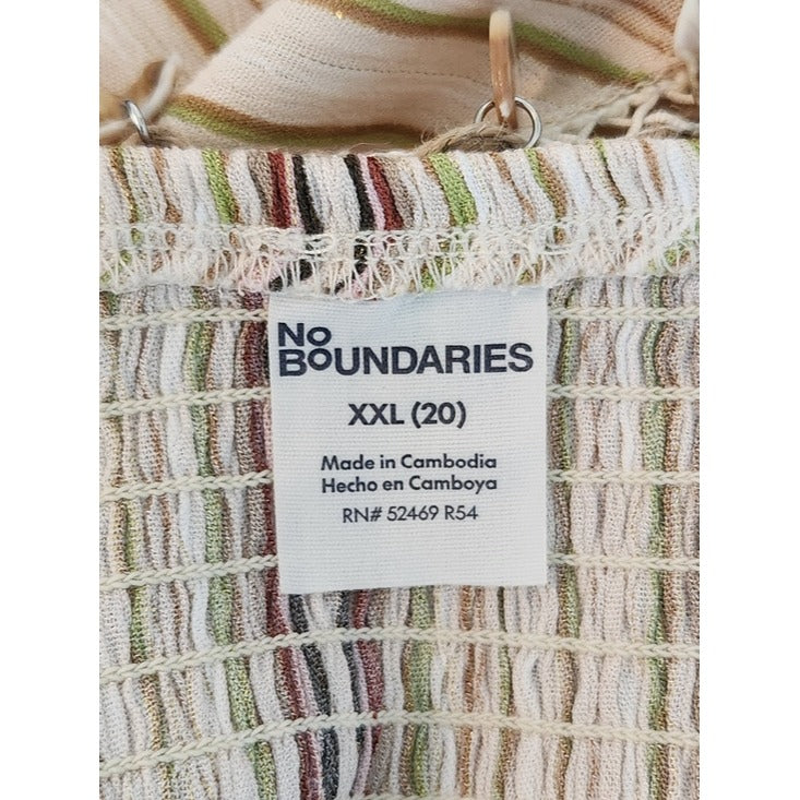No Boundaries Multi Color Stripe Strapless Handkerchief Crop Top Size XXL NWT