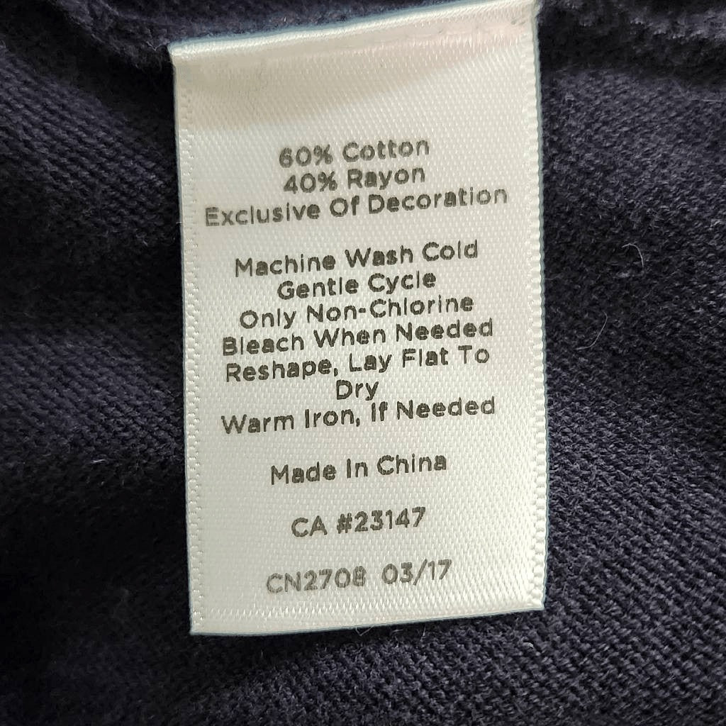 Talbots Navy Top with Crochet Sleeves Size Medium Petite Navy Crochet Top