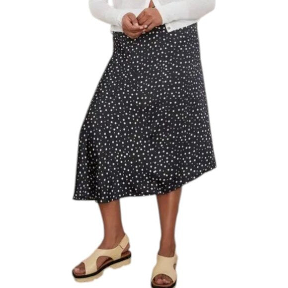 Vince Satin Navy Polka Dot Asymmetrical Skirt Size 3X