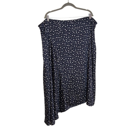 Vince Satin Navy Polka Dot Asymmetrical Skirt Size 3X