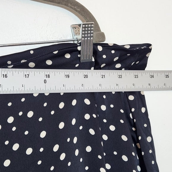 Vince Satin Navy Polka Dot Asymmetrical Skirt Size 3X
