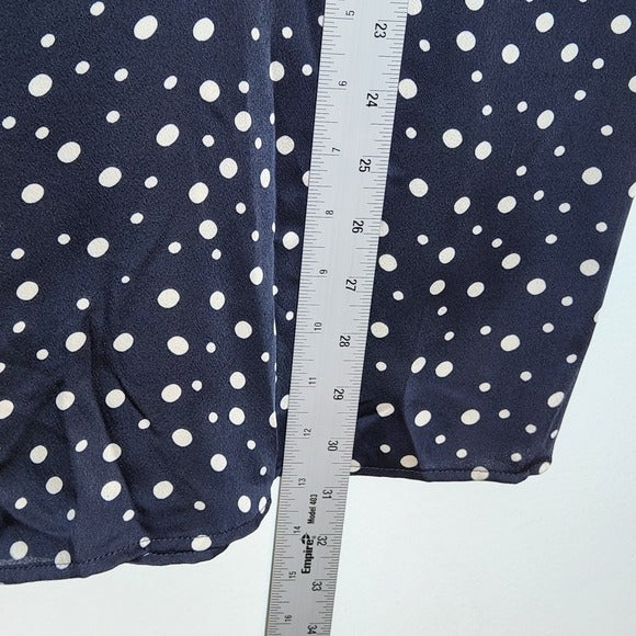 Vince Satin Navy Polka Dot Asymmetrical Skirt Size 3X