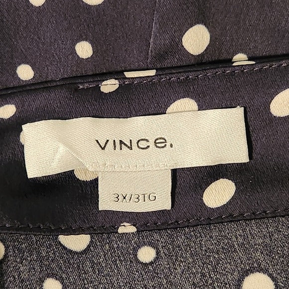 Vince Satin Navy Polka Dot Asymmetrical Skirt Size 3X