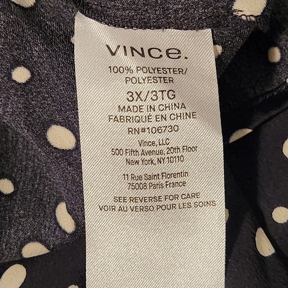 Vince Satin Navy Polka Dot Asymmetrical Skirt Size 3X