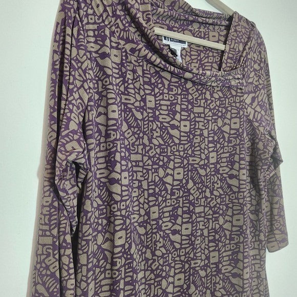 Jessica London JL Studio Purple Print Dress Size 1X Plus Size Purple Dress